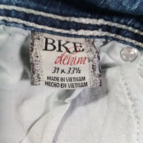 BKE Harper Bootcut Jeans Women 35x32, Tag 31x33.5 Blue Stretch Thick Stitch - Picture 13 of 14